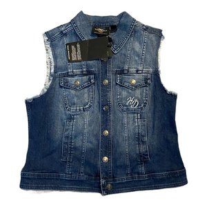 NWT | Harley-Davidson Studded Flag Denim Vest